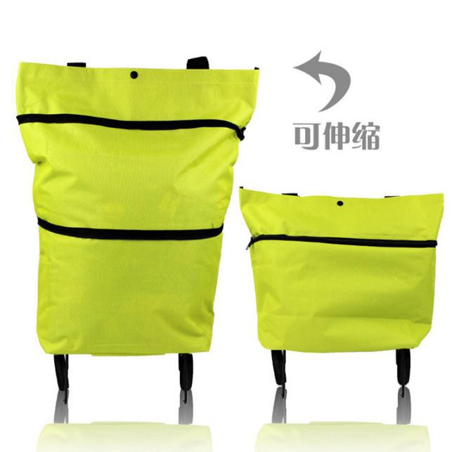 Túi mua sắm đeo vai gấp gọn tiện ích loại 2 bánh xe đa năng cao cấp tăng đưa cao thấp thời trang tặng túi chống nước