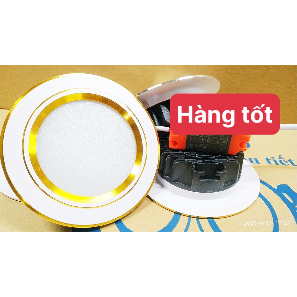 Đèn led downlight led - đèn âm trần viền vàng, viền bạc, viền trắng - đèn mắt trâu 7w 3 màu phi 90