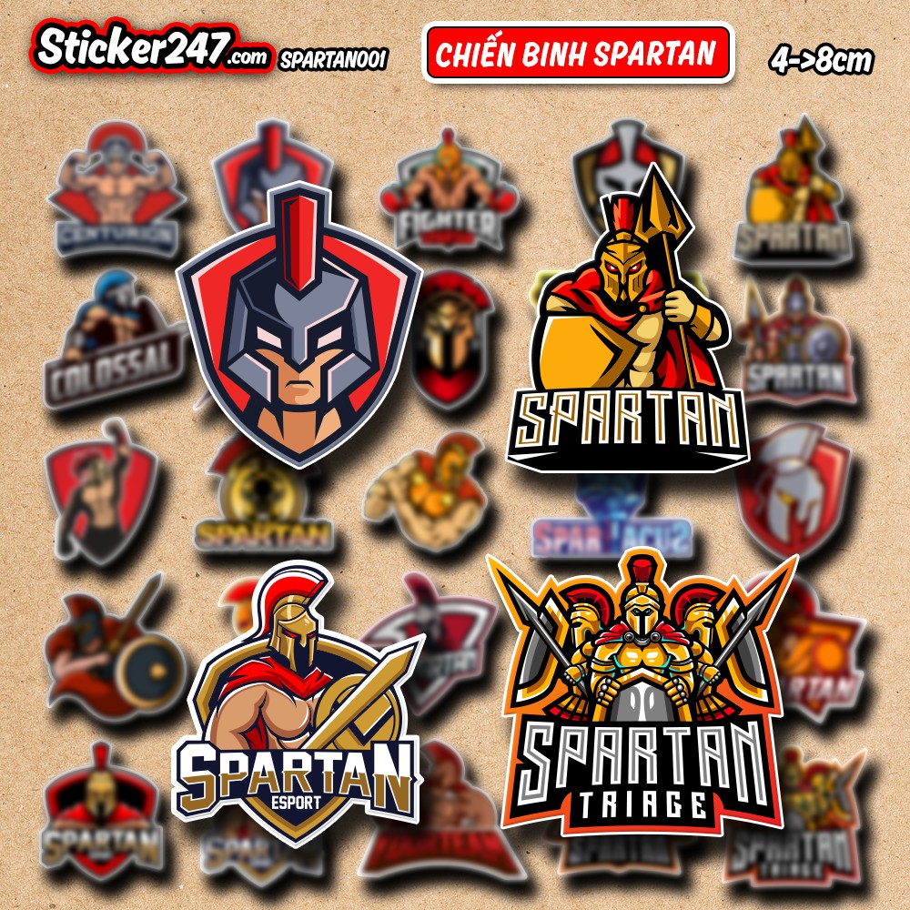 Sticker Chiến Binh Hy Lạp Spartan 𝑭𝒓𝒆𝒆𝒔𝒉𝒊𝒑 chống nước sticker dán laptop, điện thoại, đàn, mũ bảo hiểm, vali