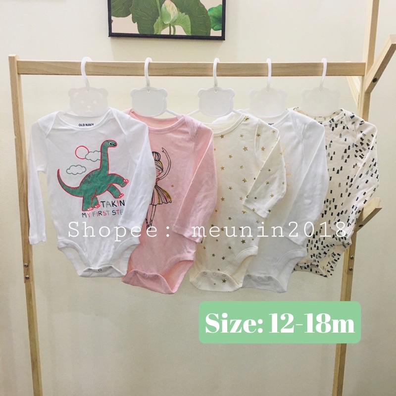 Body chip chọn mẫu dài tay nằm điều hoà cotton mềm mát hoạ tiết đáng yêu NEW LỖI ĐẸP (Size: 12-18m)