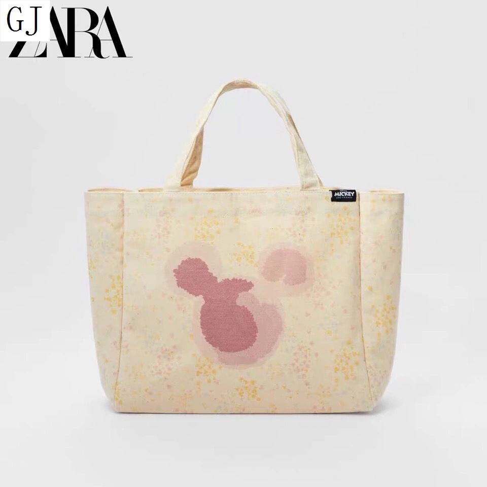 Disney ZARA Túi Vải Đeo Vai In Họa Tiết Chuột Mickey Phong Cách Hàn Quốc Dành Cho Nữ