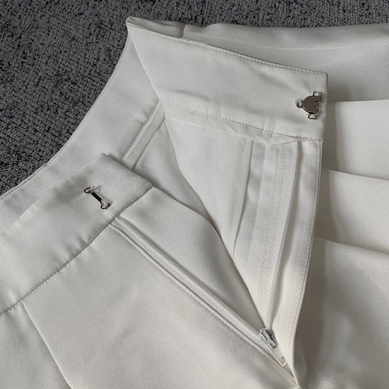 Jiashucheng Quần Culottes Viền Ren Ống Rộng Lưng Cao Xếp Ly Ngắn Hakama Dễ Phối Đồ Thời Trang Mùa Hè Cho Nữ