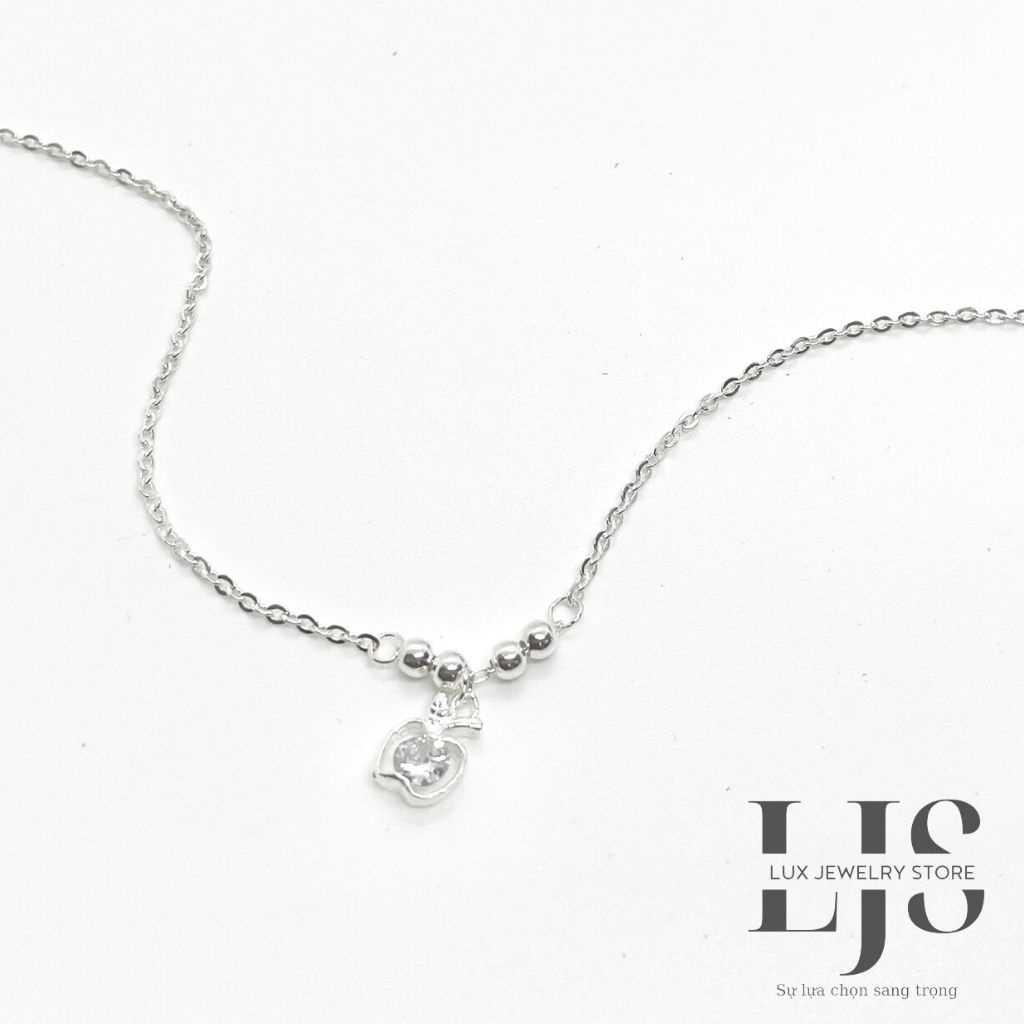 Lắc chân nữ bạc 925 Lux Jewelry, lắc chân bạc nữ mặt hình quả táo đính đá - LUX807