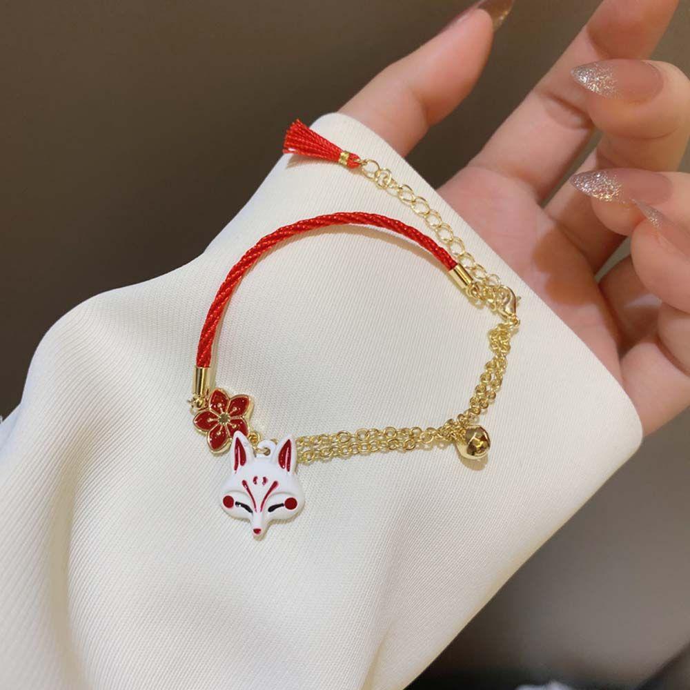 Vòng Tay Dây Đỏ Phối Tua Rua Hình Động Vật Phong Cách Hàn Quốc Ngọt Ngào Cho Nữ