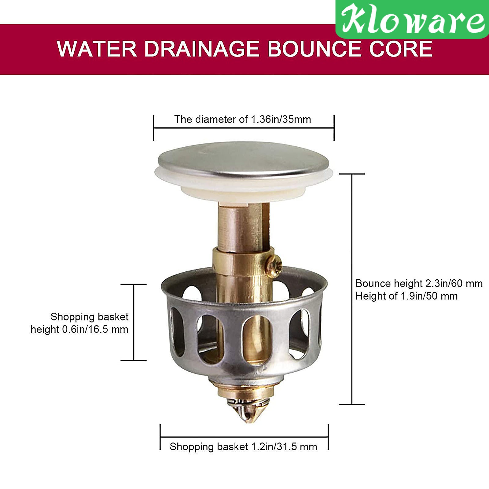 [KLOWARE] Universal Wash Basin Bounce drain filter Pop Up Bathroom Sink Drain Plug