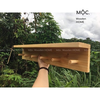 Kệ Treo Áo Khoác, Chìa Khoá Gắn Tường Bằng Gỗ Thông Size L, XL