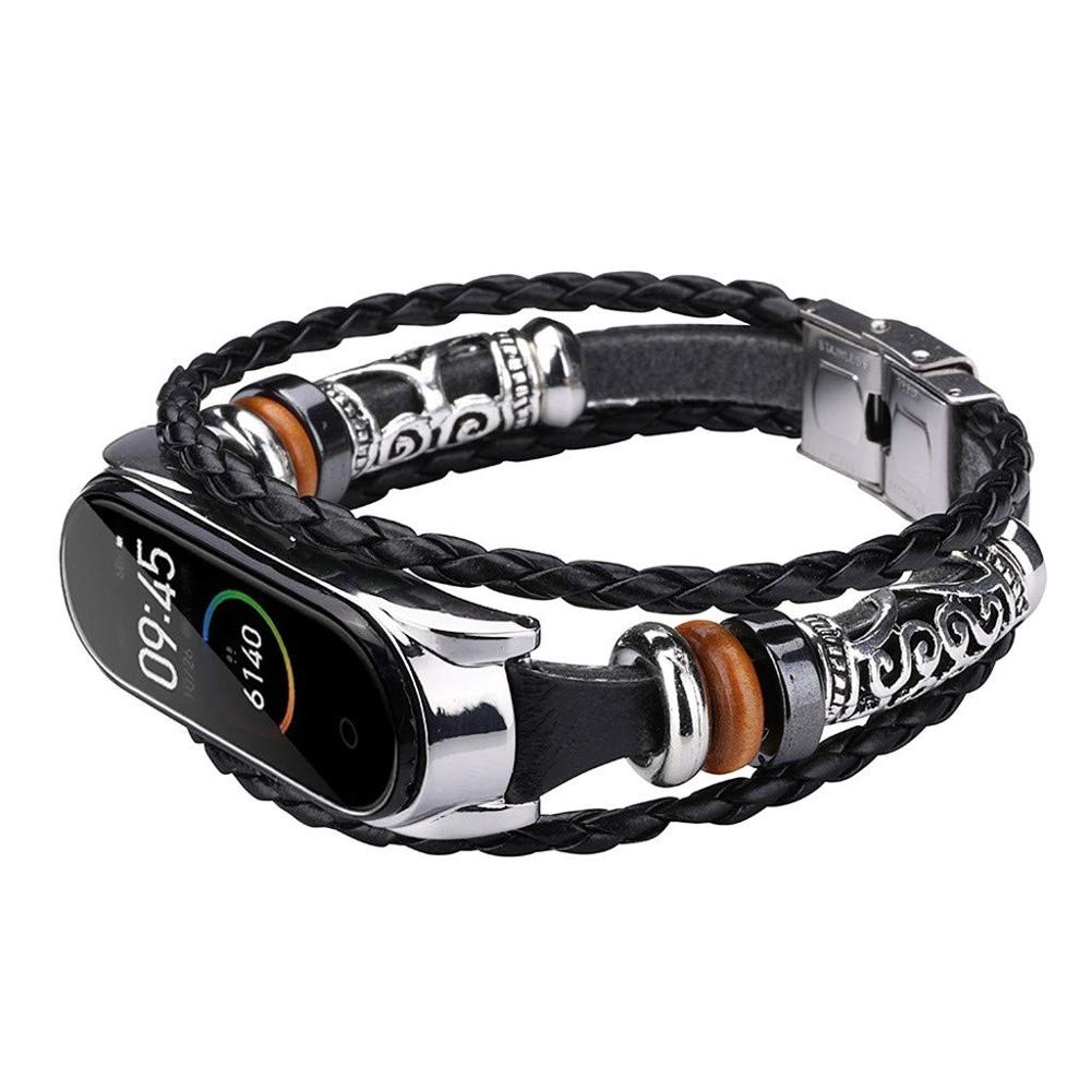 Dây da đeo đồng hồ phong cách Vintage cá tính cho Xiaomi Mi Band 3/4