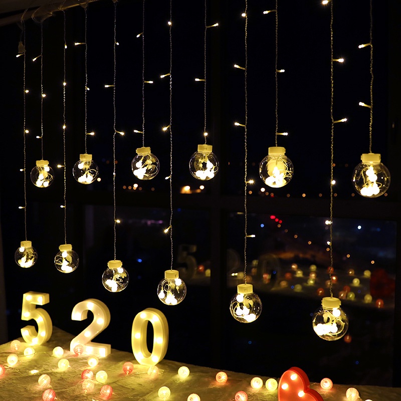 Đèn nháy trang trí Bóng Tròn phong cách Châu âu  Hình Cầu Đường Kính 8 Cm - Đèn Led trang trí tết, sự kiện