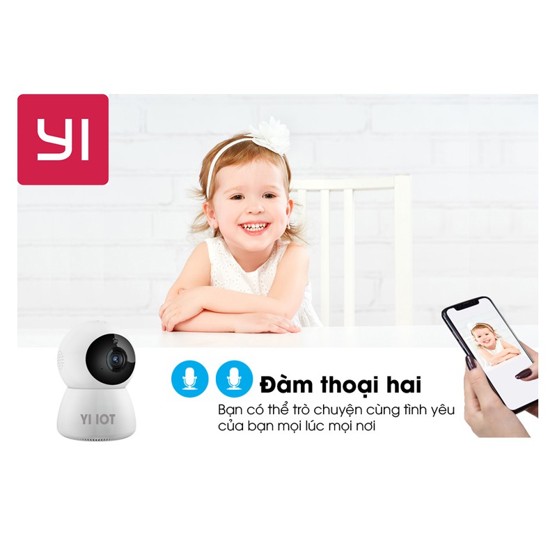 Camera Wifi YI PDB208 chính hãng, độ phân giải 2.0Mpx FULLHD 1080P, kèm thẻ nhớ 128GB