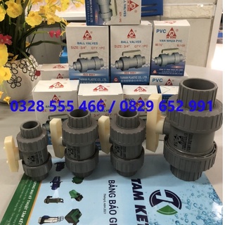 Bộ 05 van bi nhựa 2 đầu rắc co ĐK 27mm