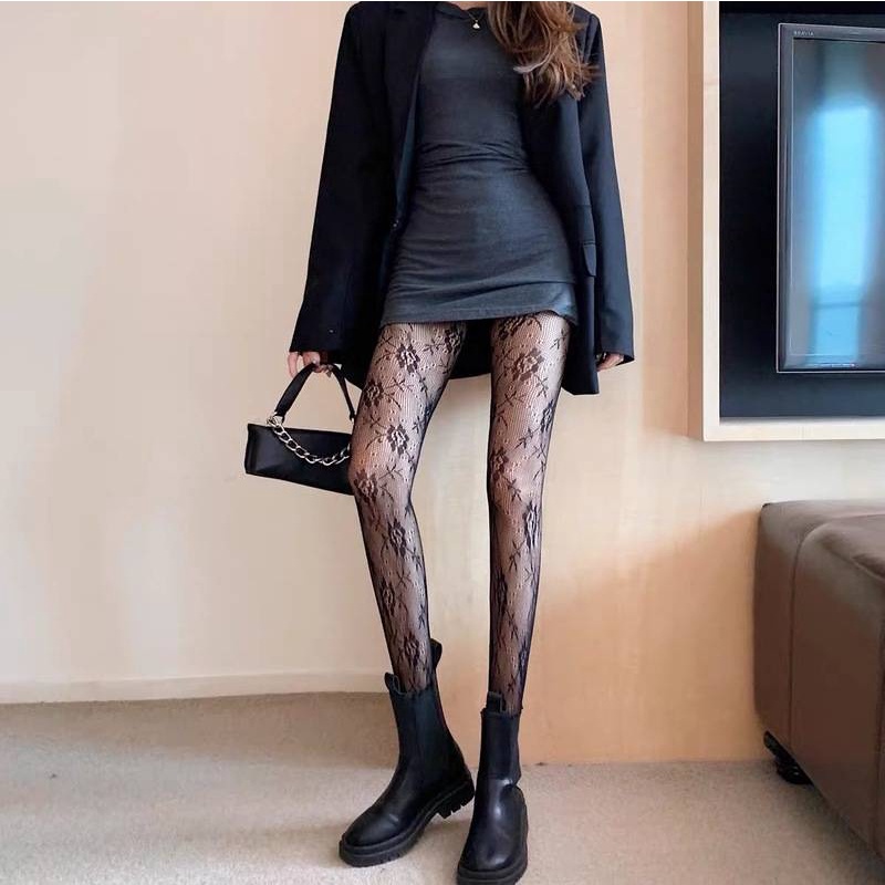 Tuotu | Hoa nho trắng Vine Loli Stockings Nữ mùa xuân và mùa hè Phần mỏng Sexy Lili Chống móc Silk Beauty Hollow Dưới