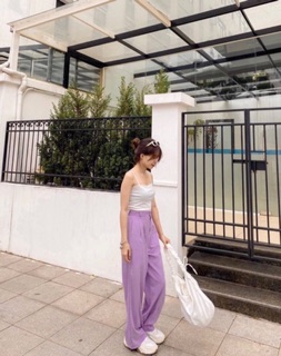 QUẦN TÍM ỐNG RỘNG LƯNG CAO