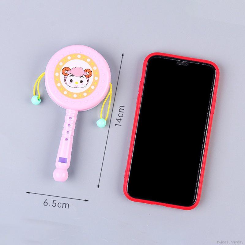 Trống lục lạc đồ chơi cho bé sơ sinh 1 tuổi màu vàng vui nhộn