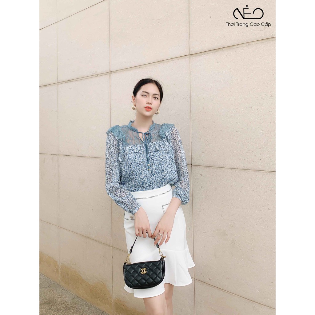 Áo Ren Xanh Phối Hoa Cao Cấp Hãng ASP332- Shop Néo