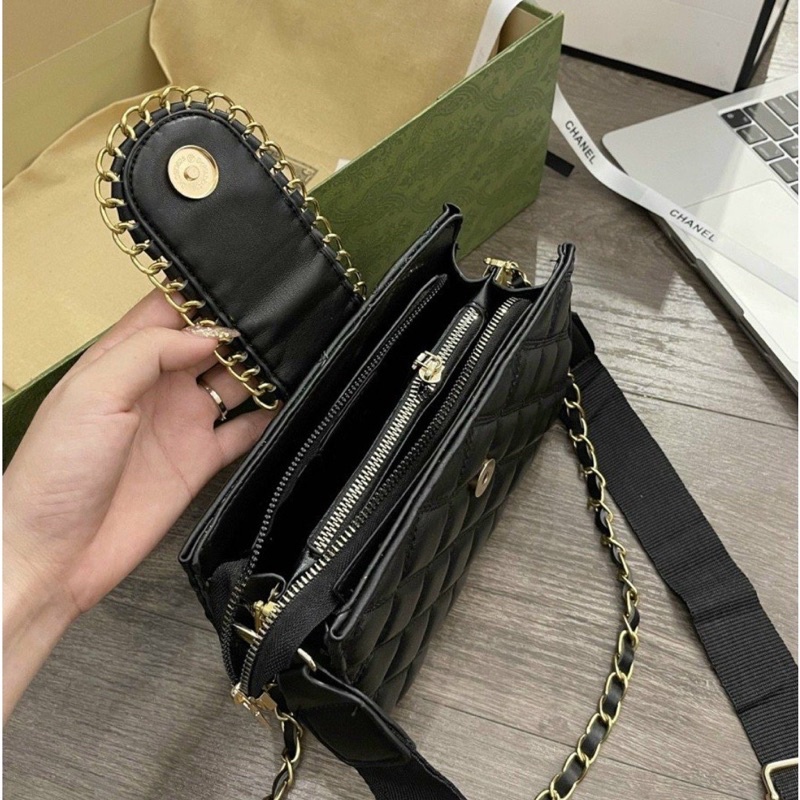 Túi Nữ Kẹp Nách Trần Trám, Túi Xách Nữ Đeo Chéo Viền Xích