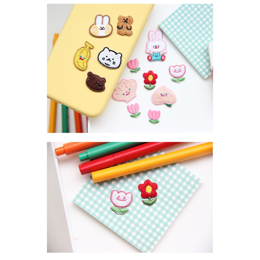 Sticker Vải Mini, Miếng Mếch Dán Trang Trí Quần Áo Đồ Dùng Hoạt Hình Đồ Ăn