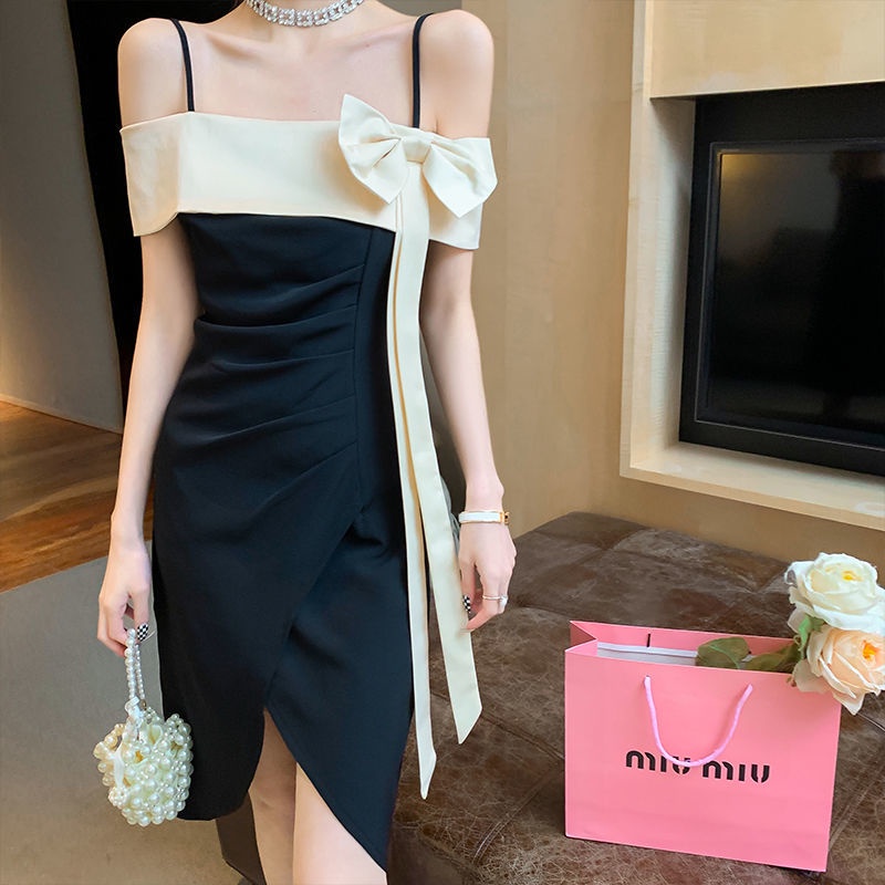 Đầm Hai Dây Đính Nơ Thời Trang Mùa Hè Quyến Rũ Cho Nữ