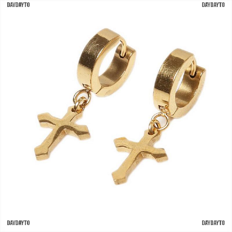 Set 1 / 2 Khuyên Tai Hình Thánh Giá Bằng Thép Titan
