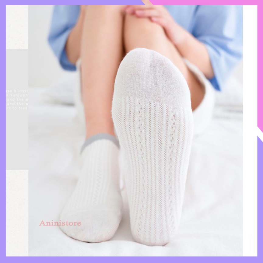 Tất cổ ngắn, vớ cổ ngắn nữ  Cotton Cổ Dệt Kim Cương phong cách Hàn Quốc (TP CN 025 – Aninistore)