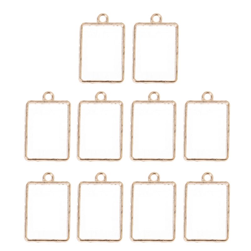Set 10 Mặt Dây Chuyền Hình Vuông Rỗng Bằng Resin DIY