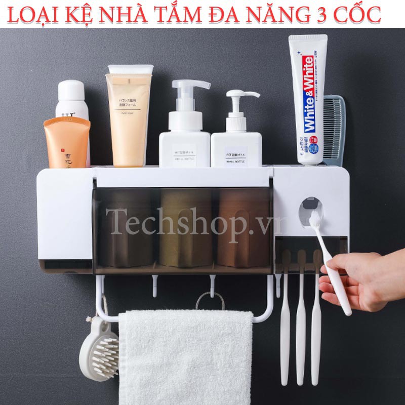 Kệ đựng đồ bàn chải đánh răng kèm 3 cốc tiện lợi