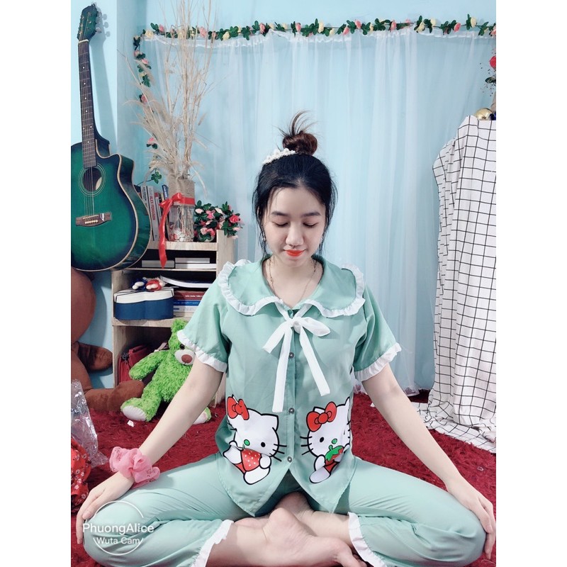 ❤️FREE SHIP❤️ Đồ Bộ Mặc Nhà Tiểu Thư Tay Ngắn cực kỳ dễ thương[ảnh+video thật]