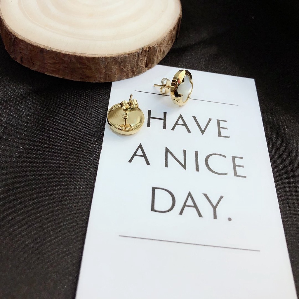 LOUIS VUITTON Khuyên Tai Tròn Bằng Thép Titan In Logo LV Thời Trang