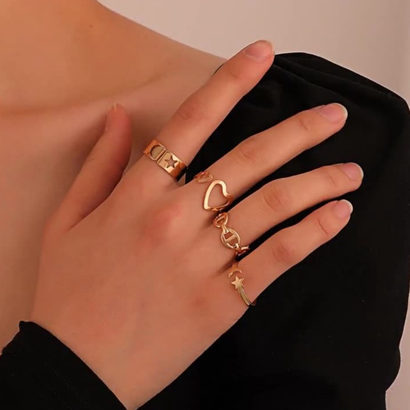 Tmdbyx Bộ Nhẫn Đeo Khớp Ngón Tay Nhiều Màu Sắc Họa Tiết Mặt Trăng Phong Cách Bohemian Cổ Điển Dành Cho Nữ