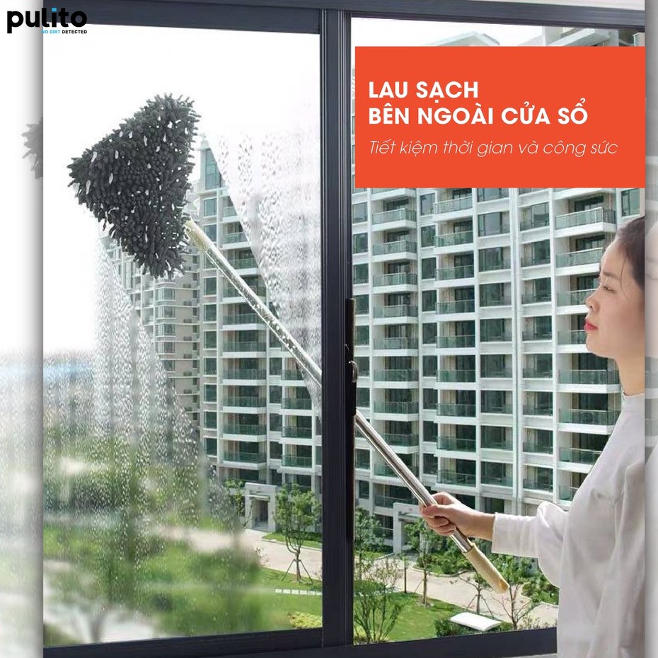 Chổi lau đa năng cây lau kính,lau trần nhà,lau tường,rửa otô hình tam giác cây lau có cán dài 2M CLN-CTG