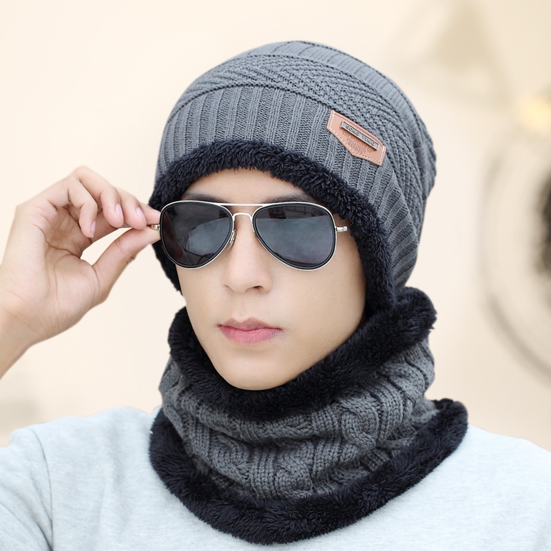 Mũ Len Cotton Dày Dặn Giữ Ấm Mùa Đông Phong Cách Hàn Quốc Cho Nam