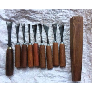 Đục bonsai đục cây cảnh mài sắc kèm dùi đục gỗ nghiến