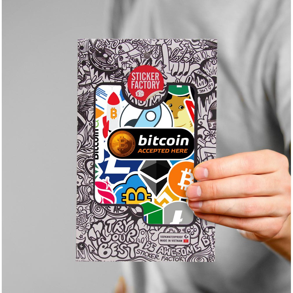 Bitcoin - Set 30 sticker decal hình dán nón bảo hiểm, laptop, xe máy, ô tô - STICKER FACTORY
