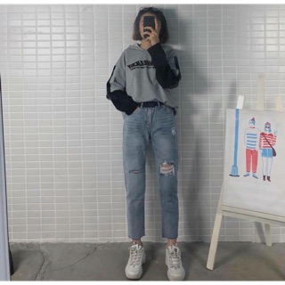 Quần jean baggy rách siêu chất (gạt xem ảnh thật)