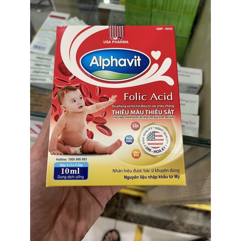 ALPHAVIT FOLIC BỔ SUNG SẮT CHO BÉ YÊU (hộp 20 ống)