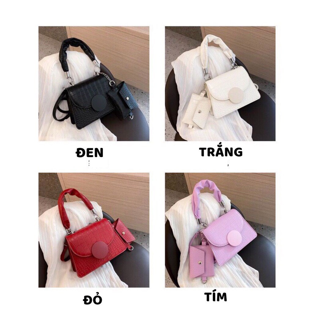 Túi Xách NữTặng Quà Túi Xách da PU cao cấp đeo chéo có vân kèm ví nhỏ xinh MÃ 7771