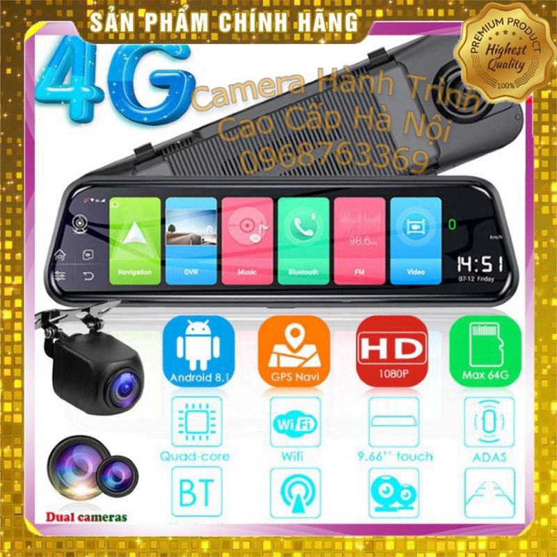 Camera Hành Trình Gương Android 4G [ Free ship + Thẻ 32GB ] Camera Hành Trình Cao Cấp Tại Hà Nội