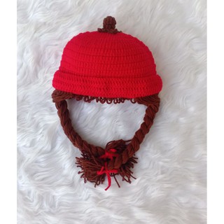 Nón len handmade có 2 bím tóc dài kiểu vành lật - Dương liễu handmade