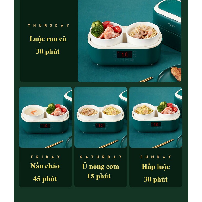 Hộp cơm cắm điện, nấu ăn thông minh Peskoe lõi sứ