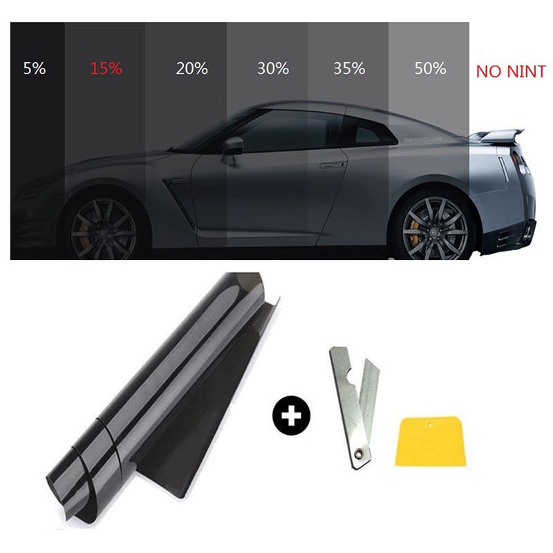 Cuộn phim dán cửa sổ xe hơi/kính nhà 15% VTL màu đen kích thước 50cmx3M