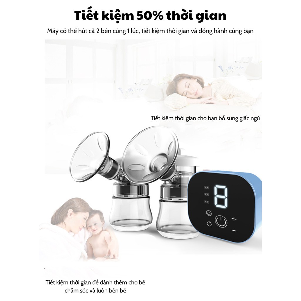 Máy hút sữa điện đôi Electric Breast Pump có massage, 9 cấp độ hút chuyên sâu - Dom Dom Kids