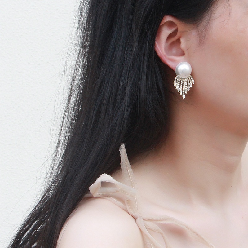 Bông Tai Tua Rua Hình Trái Tim Đính Ngọc Trai 2022 Cho Nữ AAA S925