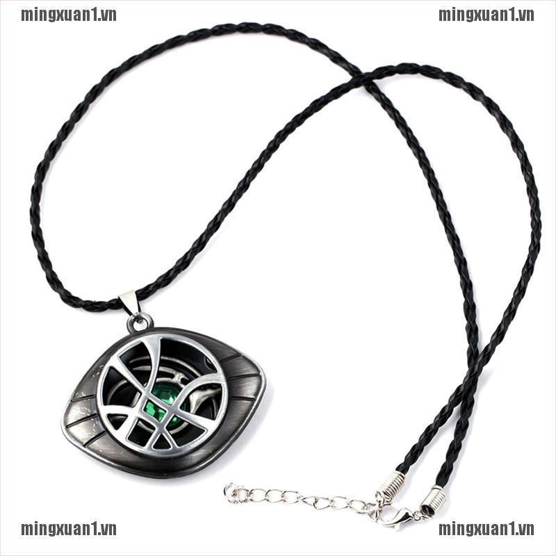 MINONE Antique Doctor Strange Crysta Necklace Agamotto Eye Pendant Leather Cosplay Jewelry