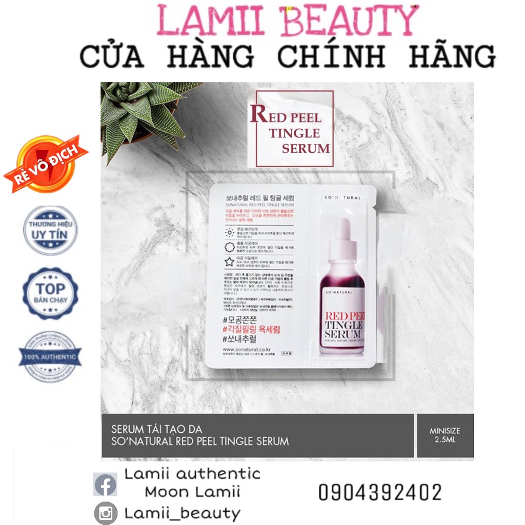 Peel Da Không Bong Tróc RED PEEL TINGLE SERUM BY SO NATURAL dạng gói 2.5ml