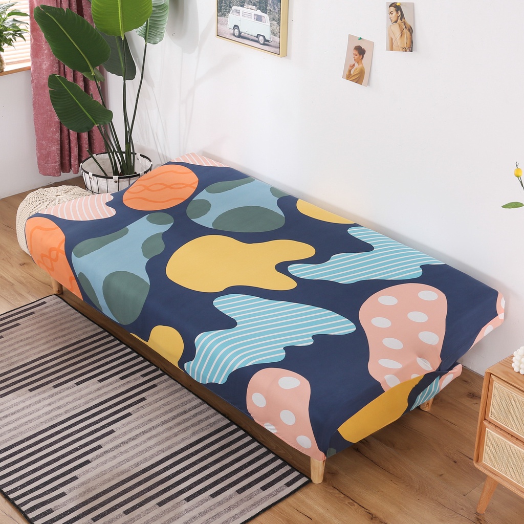 Vỏ Bọc Ghế Sofa Không Tay Vịn Co Giãn Thoáng Khí In Họa Tiết Độc Đáo