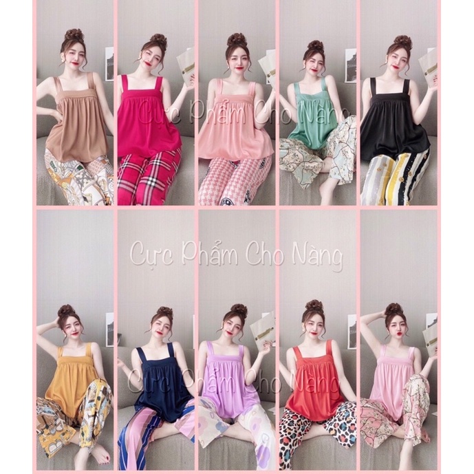 [Siêu Hot] Đồ ngủ xinh Đồ bộ xinh Đồ mặc nhà LỤA LATIN Set dài phối áo trơn | BigBuy360 - bigbuy360.vn