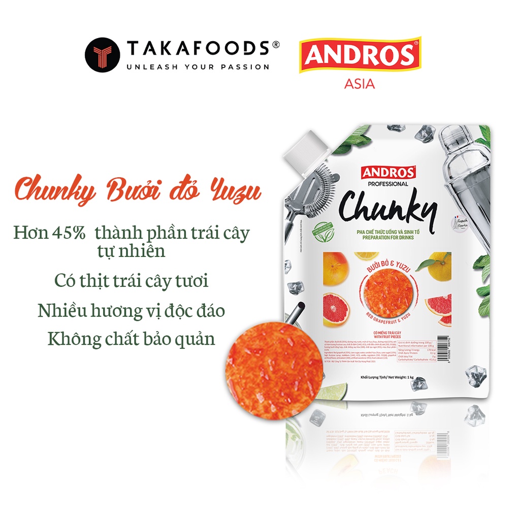 Mứt Trái Cây Chunky Bưởi Đỏ YuZu Bịch 1Kg