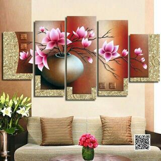 Tranh đính đá bình hoa 5 bức đẹp