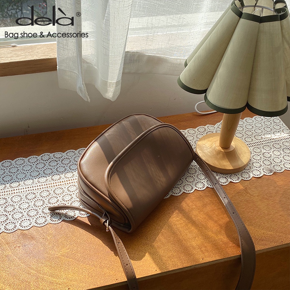 Dela Túi Đeo Chéo Một Bên Vai Màu Trơn Đơn Giản Thời Trang Phong Cách Phương Tây Mới