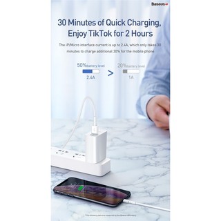 [🔥HOT🔥]Cáp Sạc Siêu Nhanh 2.4A MINI WHITE BASEUS Cho IPHONE/IPAD/ANDROID (Chính Hãng)