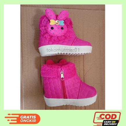 Giày Bốt Búp Bê Phối Lông Thỏ Dễ Thương D605 Cho Bé Gái 1-3 Tuổi